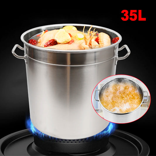 35L Multipurpose Thickened Stainless Steel Cooking Pot Large Capacity Soup Stock Pot with Lid and Handle for Home and Restaurant