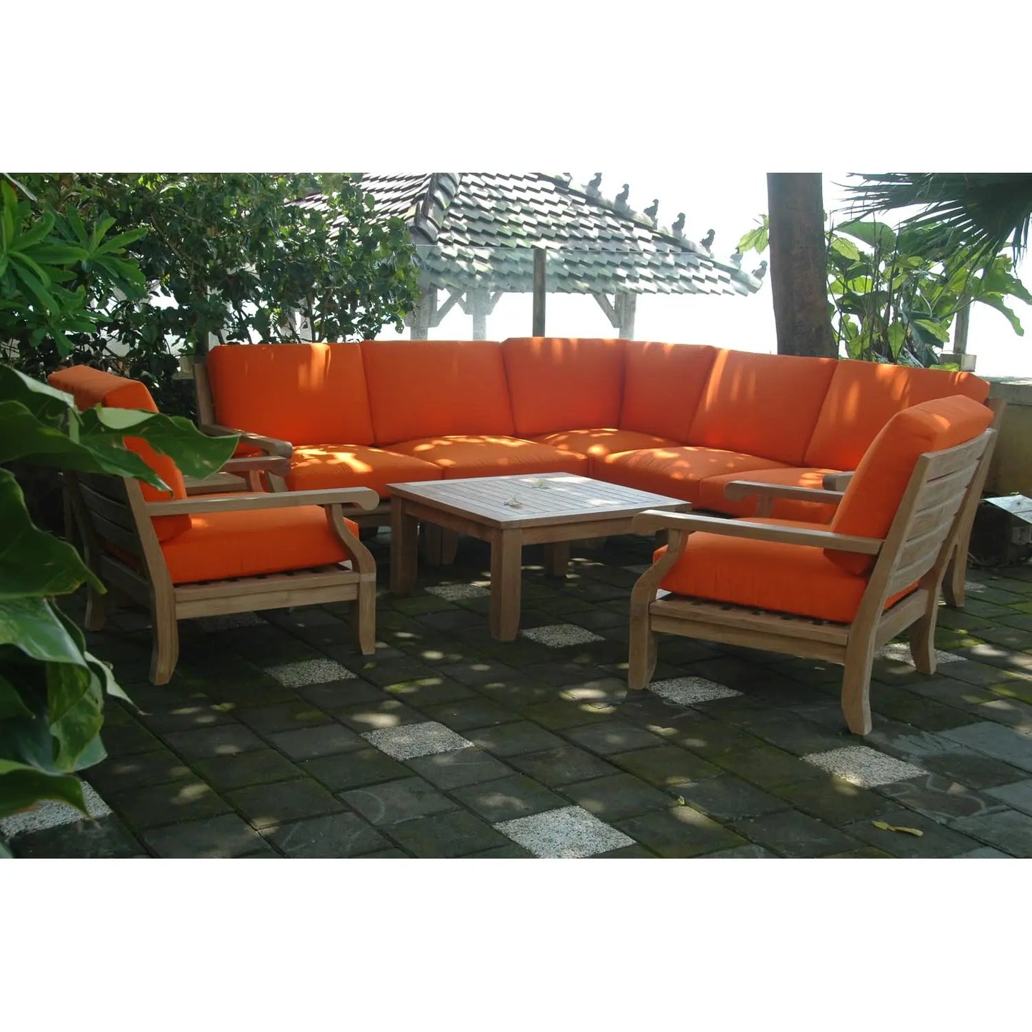 8 Piece Modular Outdoor Furniture Set Deep Seating Teak Patio Conversation