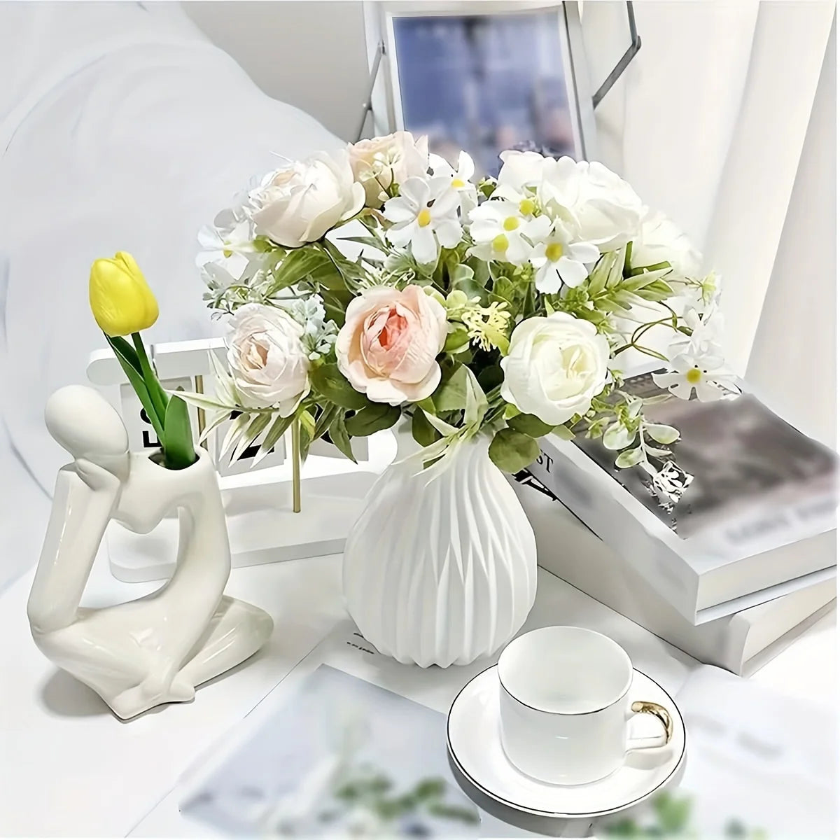 Imitation Ceramic Plastic Vase Centerpiece For Living Room Modern Decor