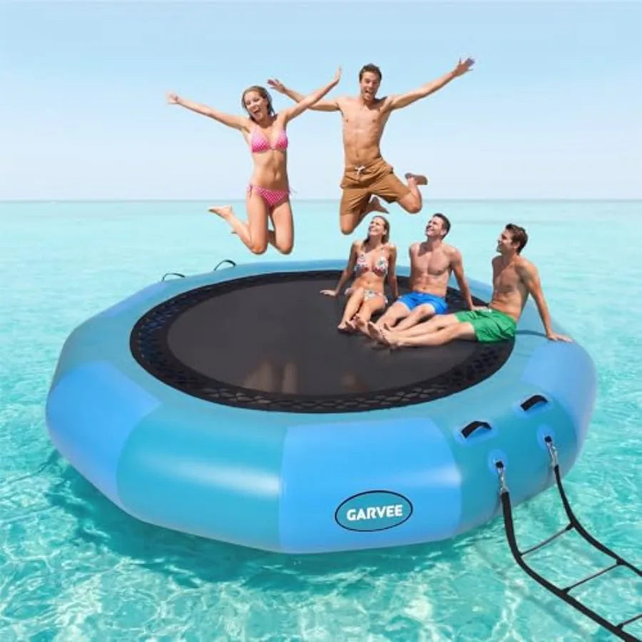 Blue 12Ft Lake Water Trampoline For Adults With Electric Pump And Rope Ladder