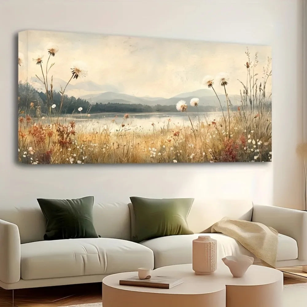 Fall Watercolor Landscape Canvas In 1.5 Inch Pine Wood Frame Farmhouse Wall Art