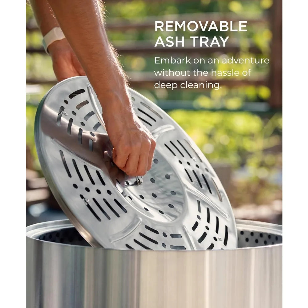 Smokeless 19.7 Inch Fire Pit Ash Pan Stainless Steel