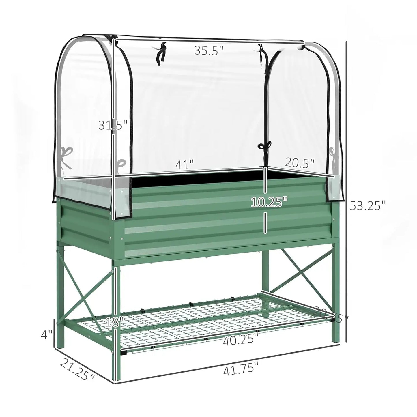 Raised Garden Bed With Cover And Storage Rectangular Planter Box With Legs