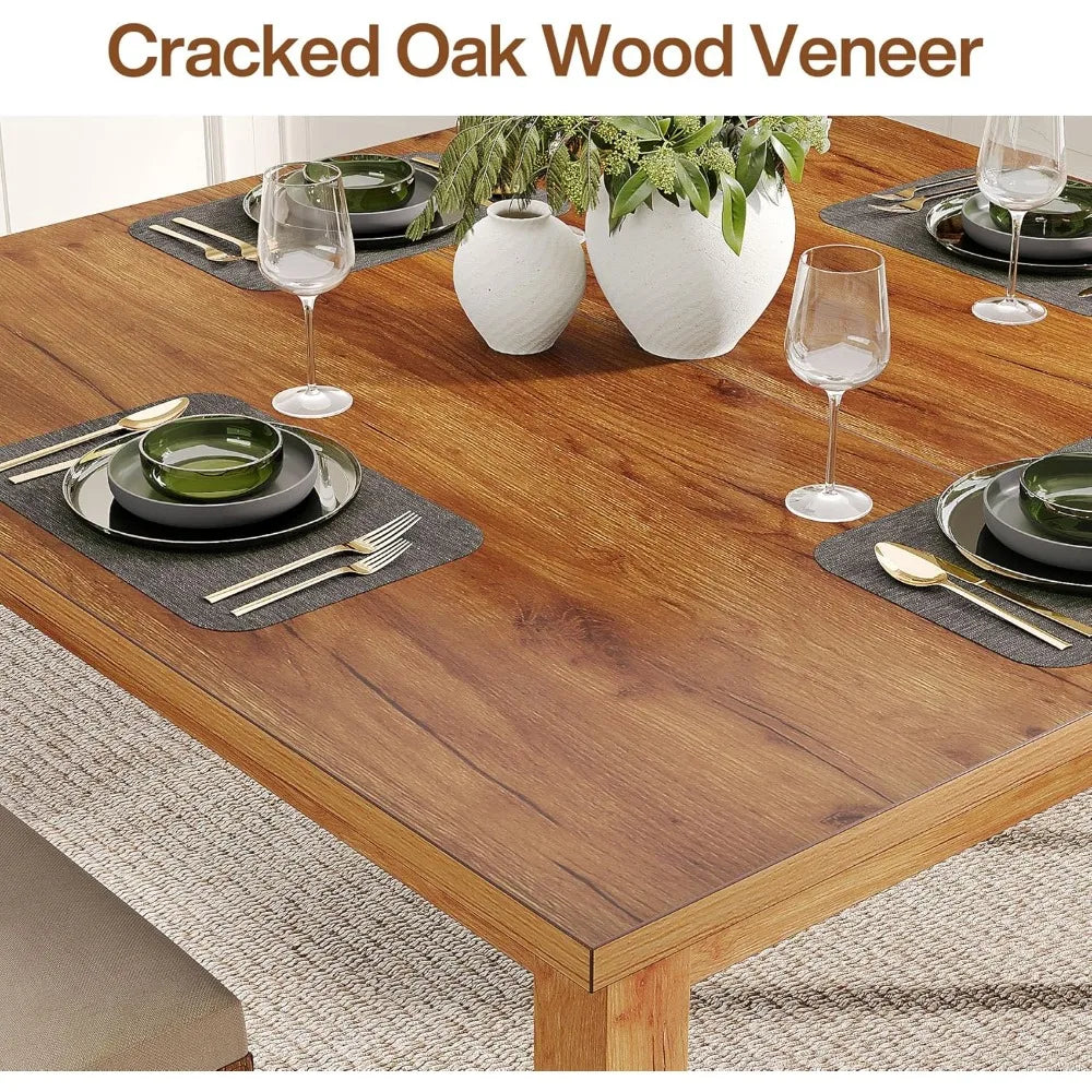 Farmhouse Wood Dining Table Square For Four Rustic Brown