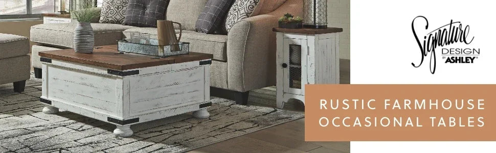 Farmhouse Coffee Table Lift Top Storage Grayish Brown