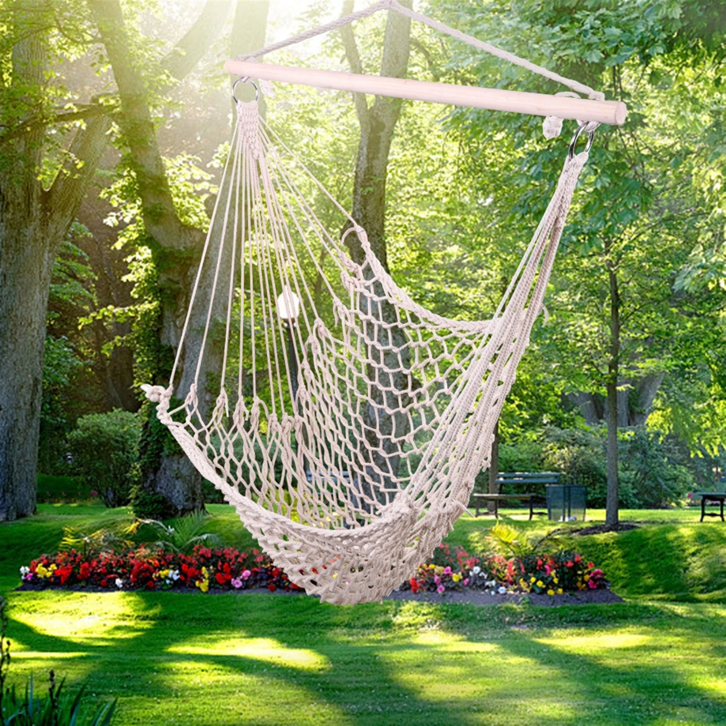 Nordic White Hanging Hammock Chair Indoor Outdoor Garden Dormitory Single Safety Swing for Adults and Kids