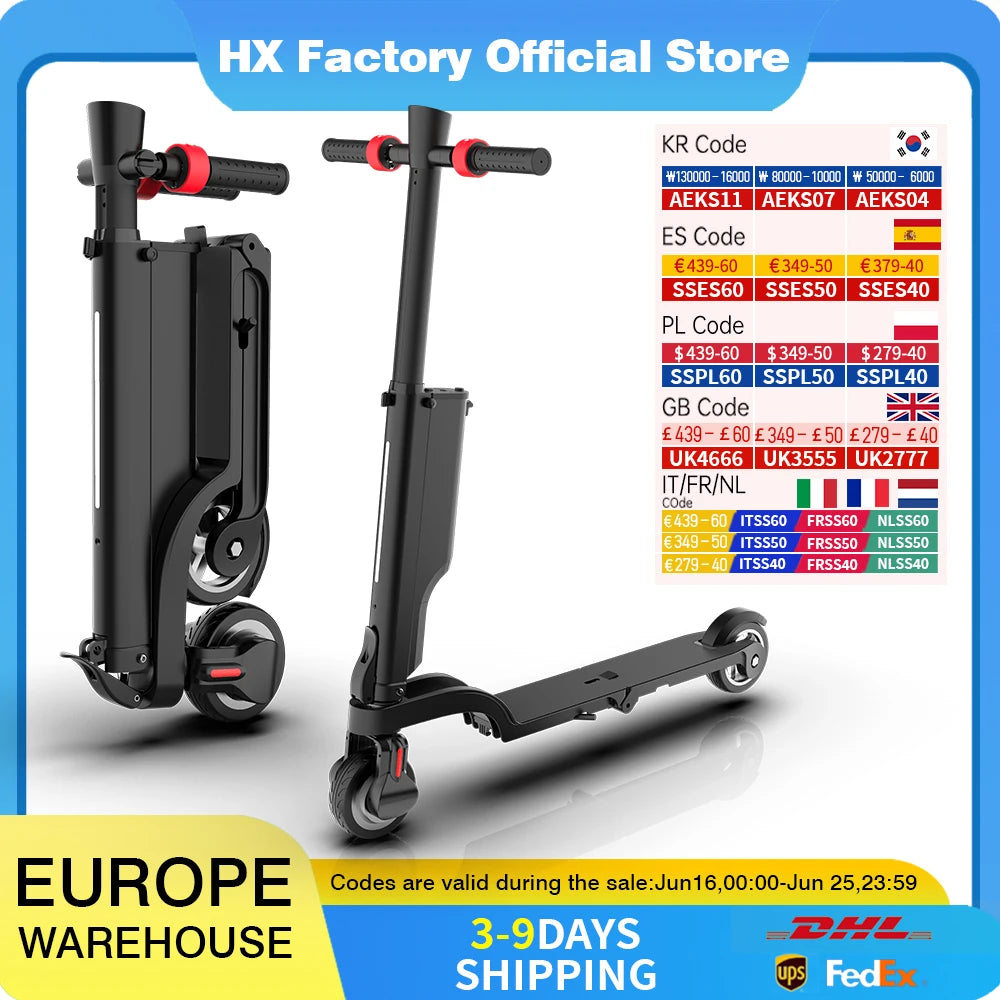 HX X6 Electric Scooter Foldable 350W 25KM/H 7.5AH 36V E Scooter for Adults