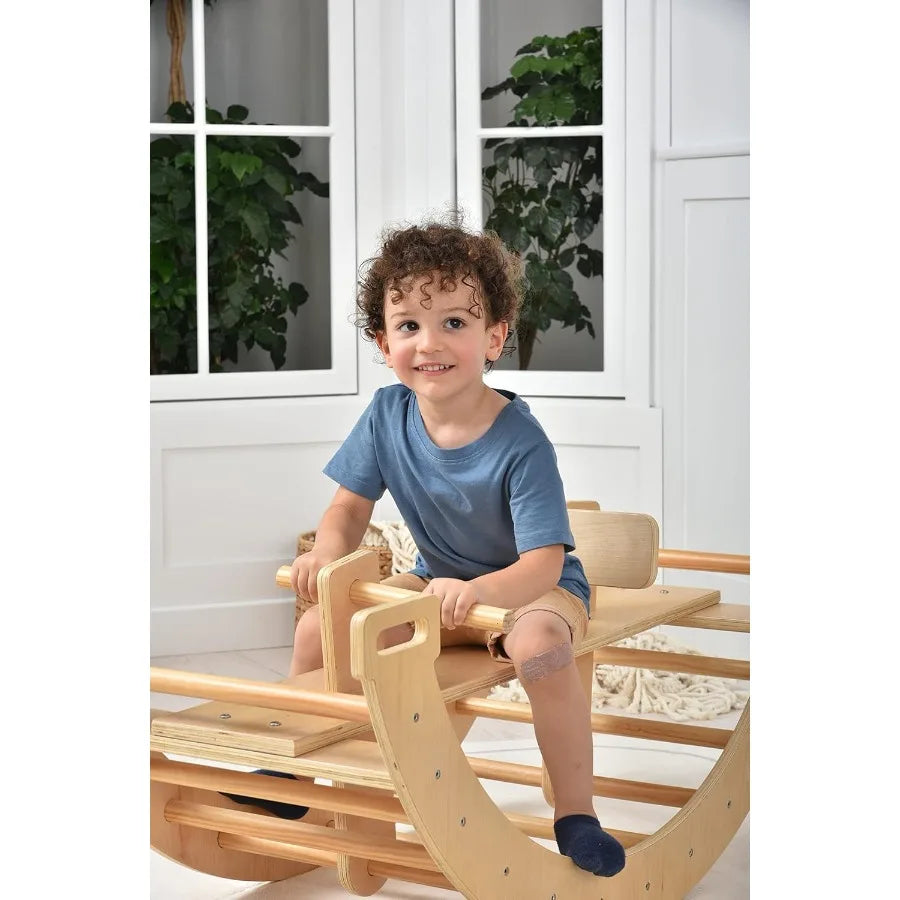 Bailis Ultimate 3in1 Playset Seesaw Climbing Arch Rocker Waldorf Montessori Toy