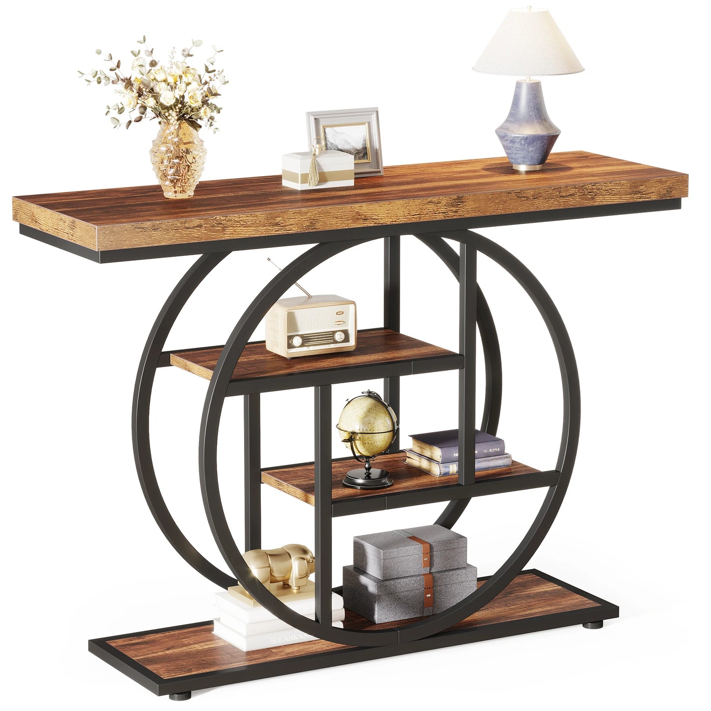 Tribesigns 41.3 Inch Industrial Sofa Table 4 Tier Entryway