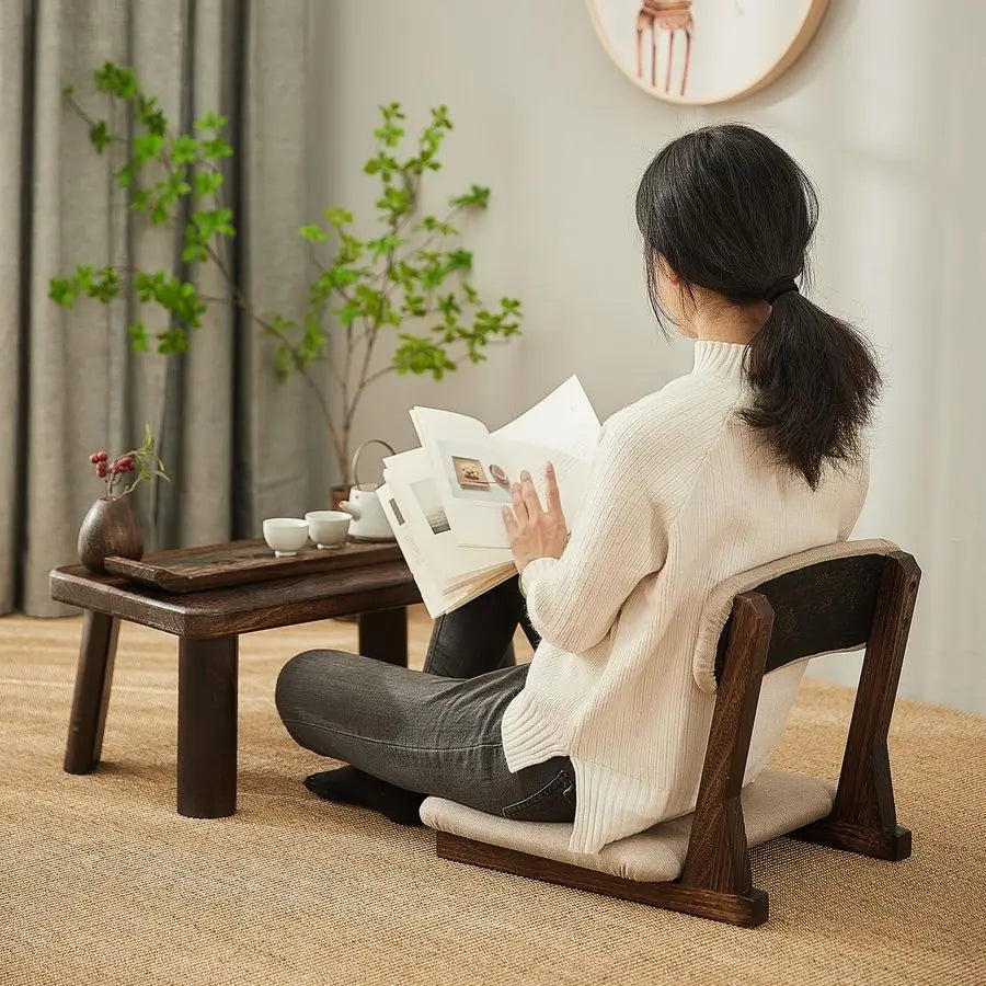 Japanese Floor Chair With Back Support For Tatami Floor Seating