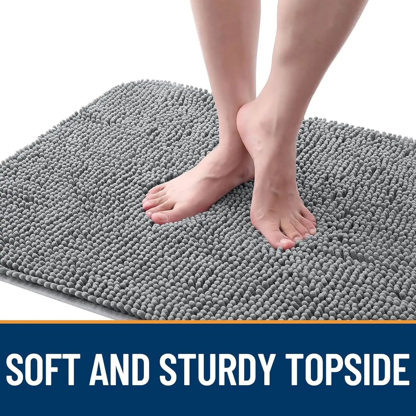 Soft Chenille Dog Door Mat 30x20 Absorbent Non Slip Washable Grey
