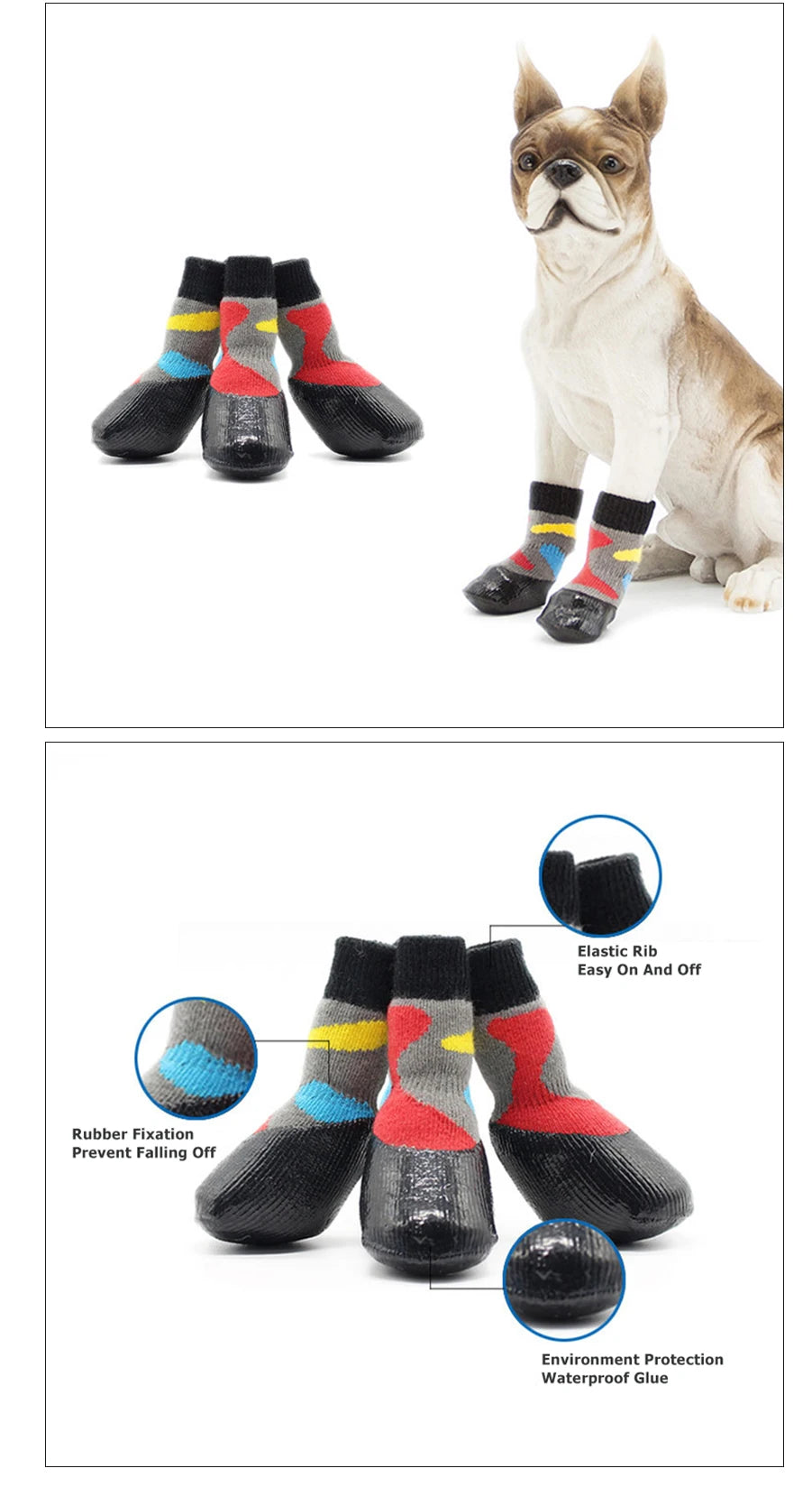 Waterproof Dog Boots Non Slip Rain Snow Socks for Small Medium Large Dogs