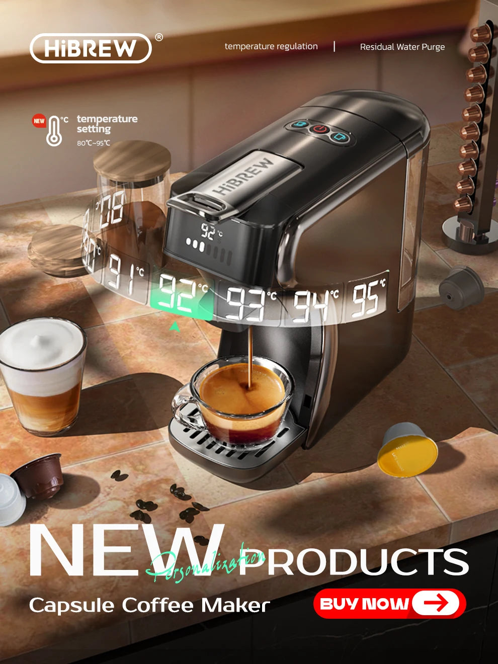 HiBREW Electric Milk Frother Foaming Mixer for Hot and Cold Latte Cappuccino Fully Automatic Milk Warmer Model M1A