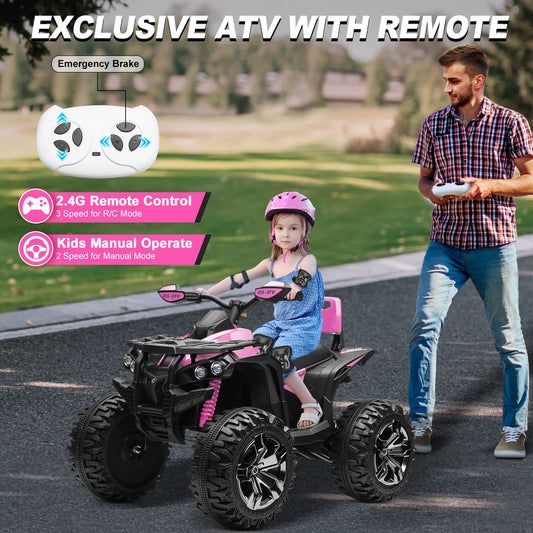 4x4 24V Kids Ride On ATV with Remote 2 Seater Powerful 4 Wheeler Quad Electric Car 800W Motor Ride On Toys with High Low Speed