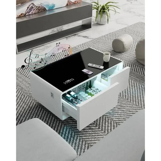 Smart Coffee Table With Fridge And Wireless Charging