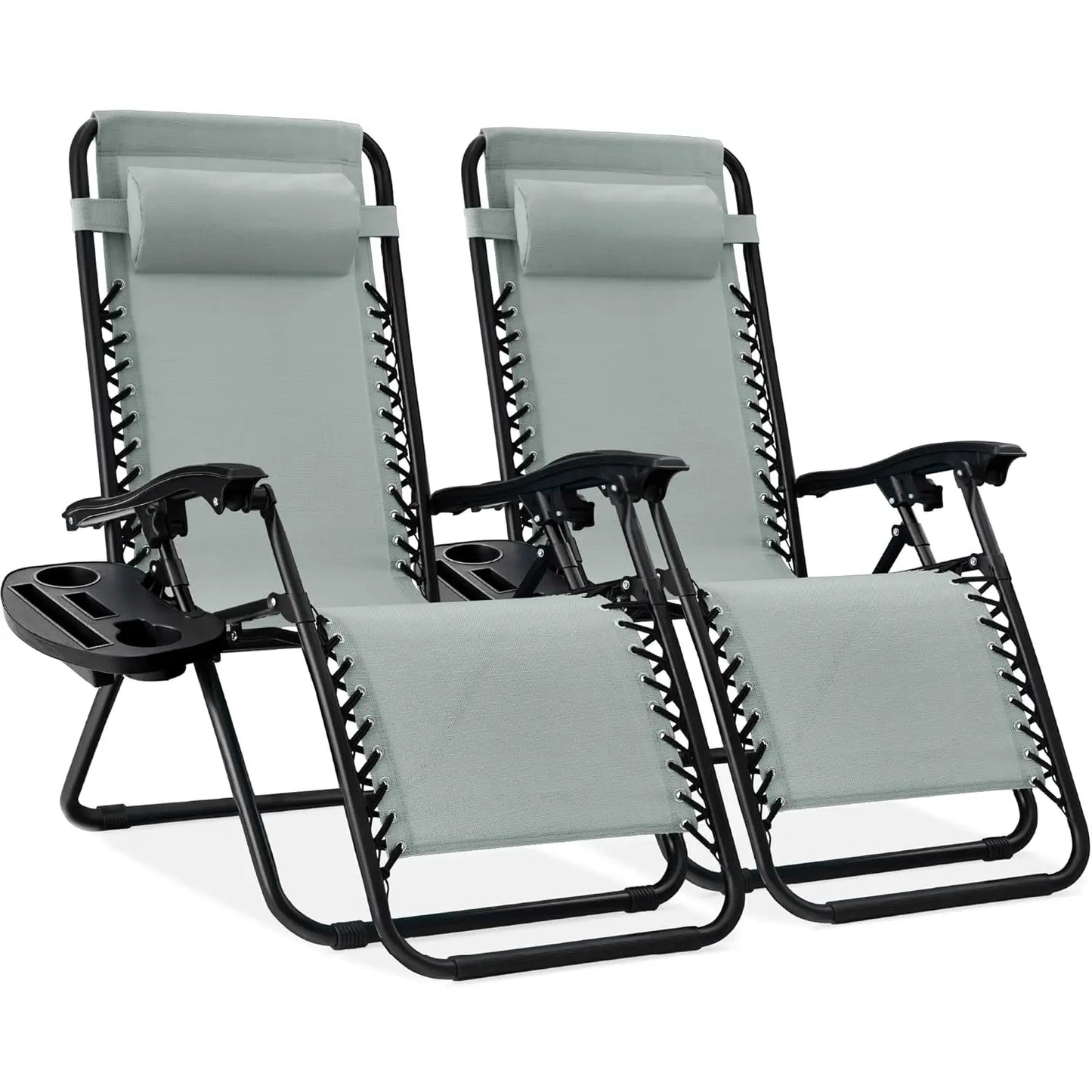 Set Of 2 Adjustable Zero Gravity Lounge Chairs Sage Green