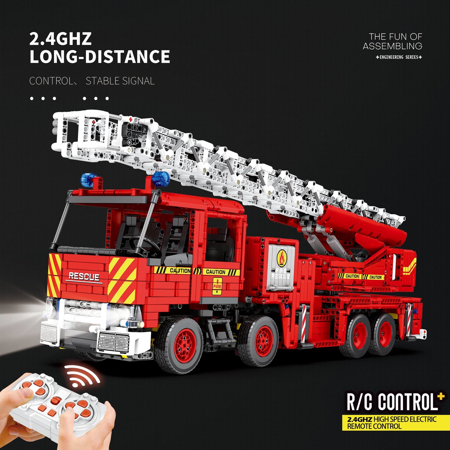 Reobrix Rescue Fire Truck Building Block Set With Extendable Ladder RC