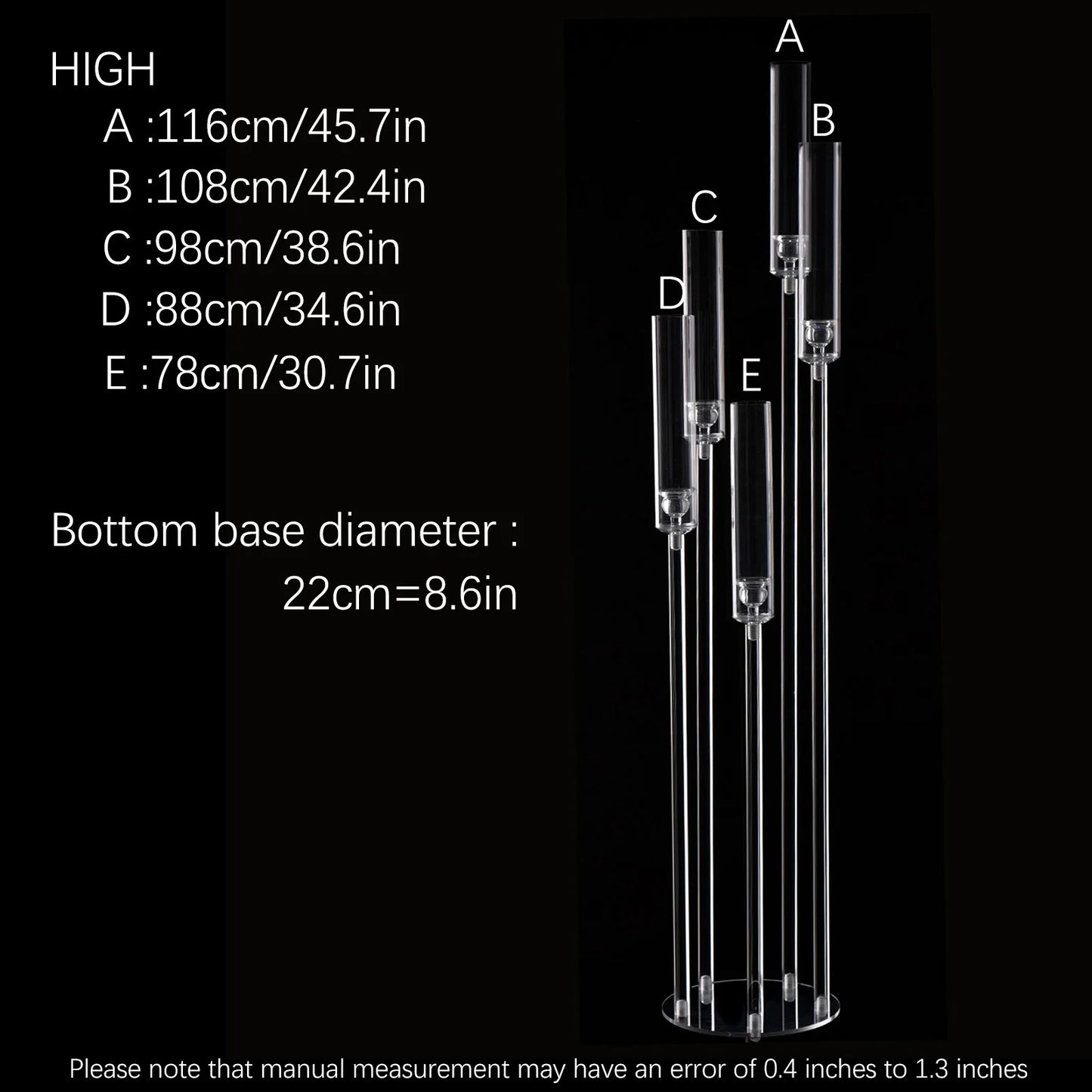 10 Pieces Acrylic 5 Arm Candelabra Clear Floor Candelabra Wedding Candlestick Holder Table Centerpiece Ceremony Party Home Decoration