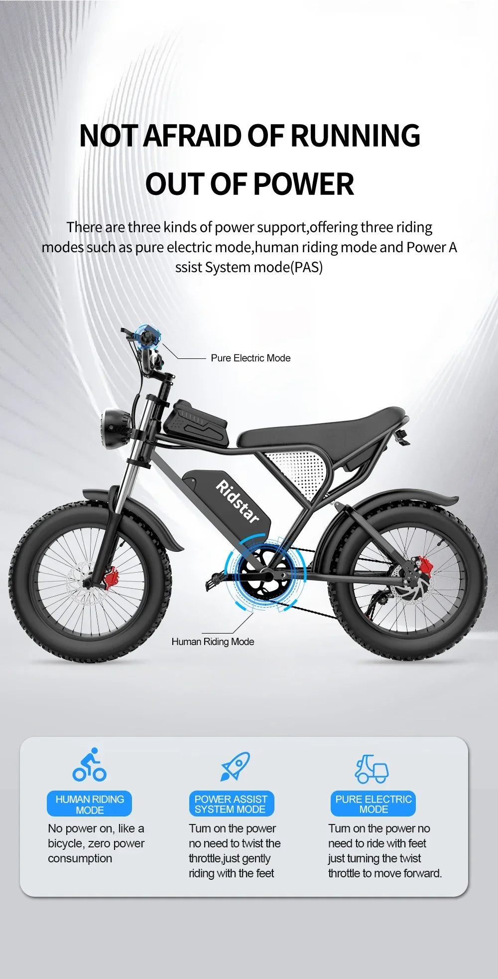 RidstarQ20 2000W Dual Motor Mountain E Bike 52V 40Ah