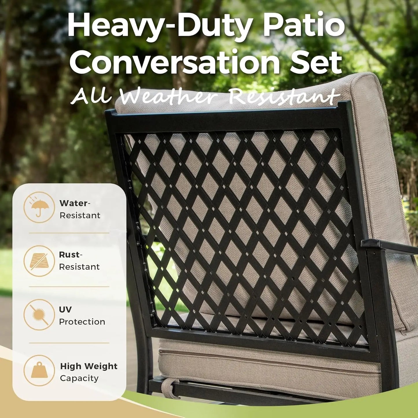 Set Of 2 Swivel Patio Chairs High Back Outdoor Metal Cushioned Bistro Seating
