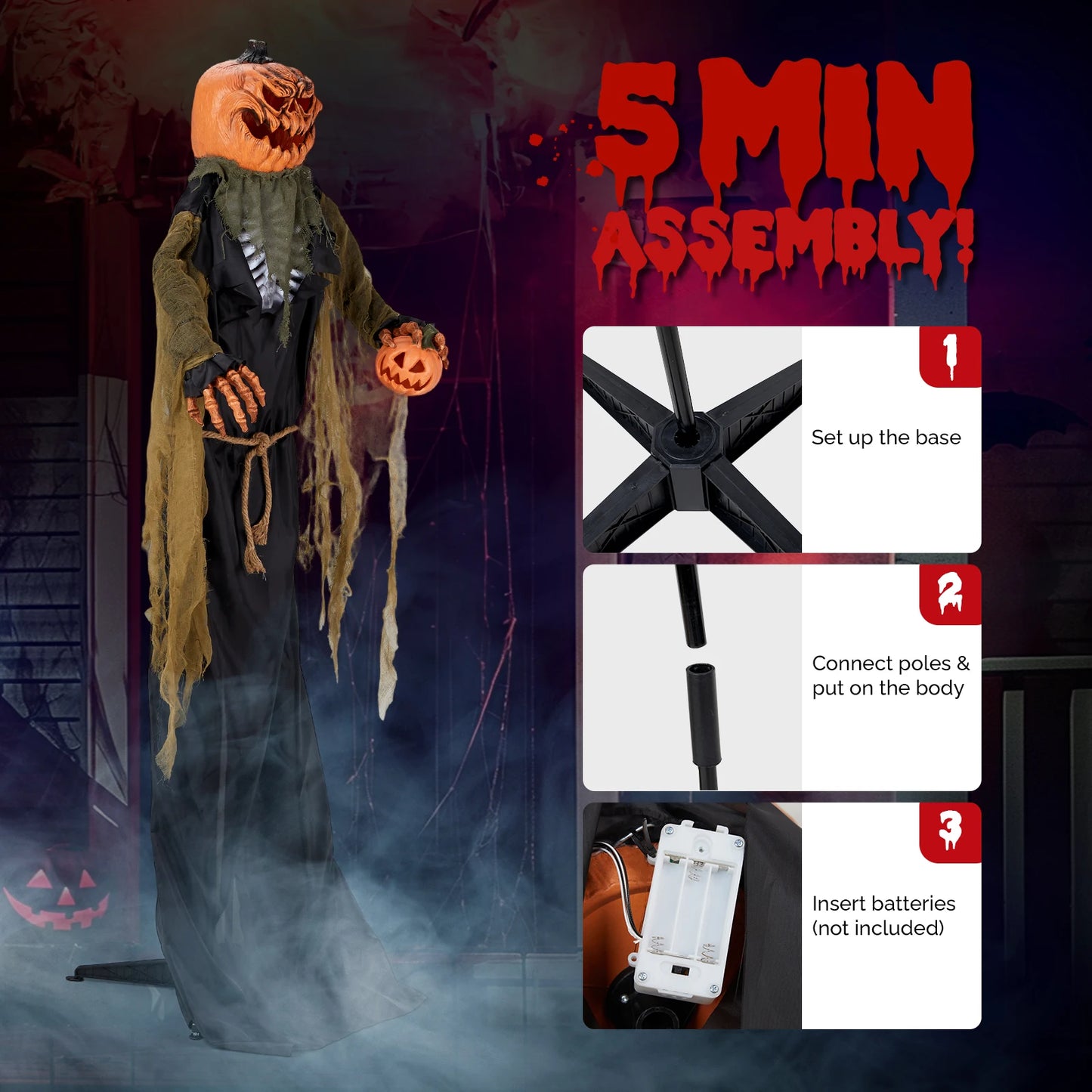 7 Foot Pumpkin Halloween Standing Outdoor Decoration