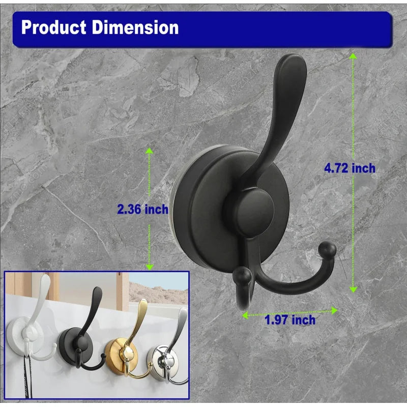 Suction Cup Adhesive Coat Hooks Glass Door Shower Bathroom