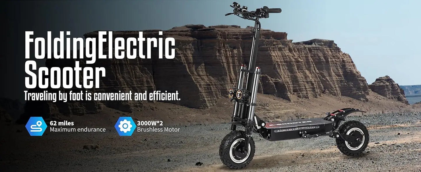 6000W High Power Off Road Foldable Scooter 60V 38Ah