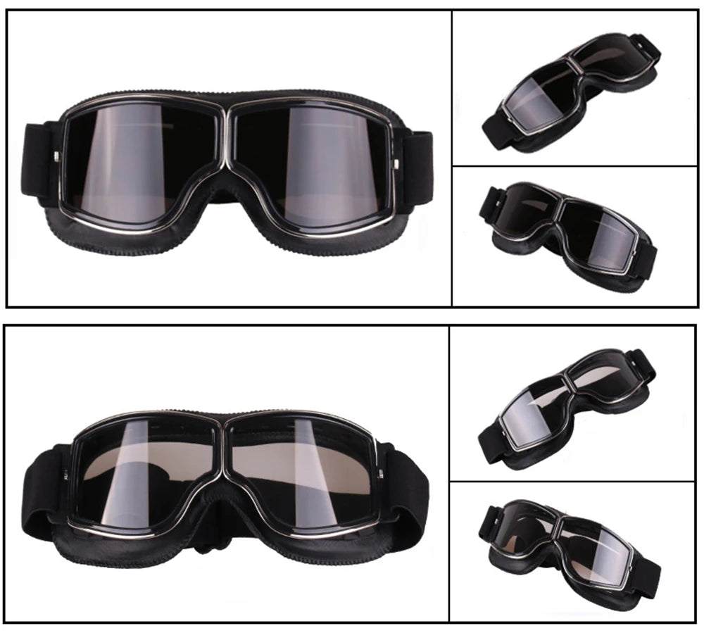 Motorcycle Glasses Windproof Leather Retro Sunglasses Universal Folding Frames