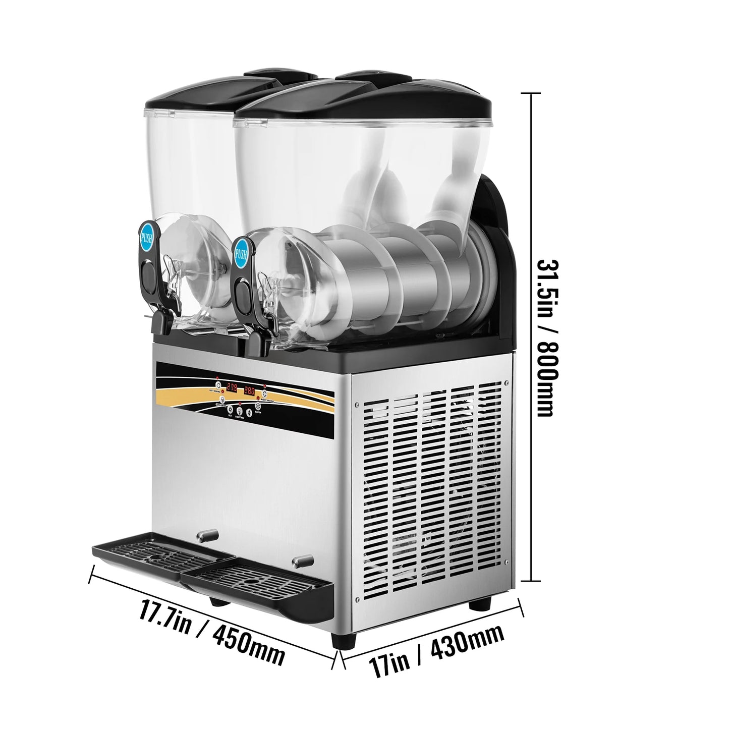 SucceBuy 2x15L Commercial Slushy Machine Margarita Maker 1000W Stainless Steel Smoothie Frozen Drink Maker