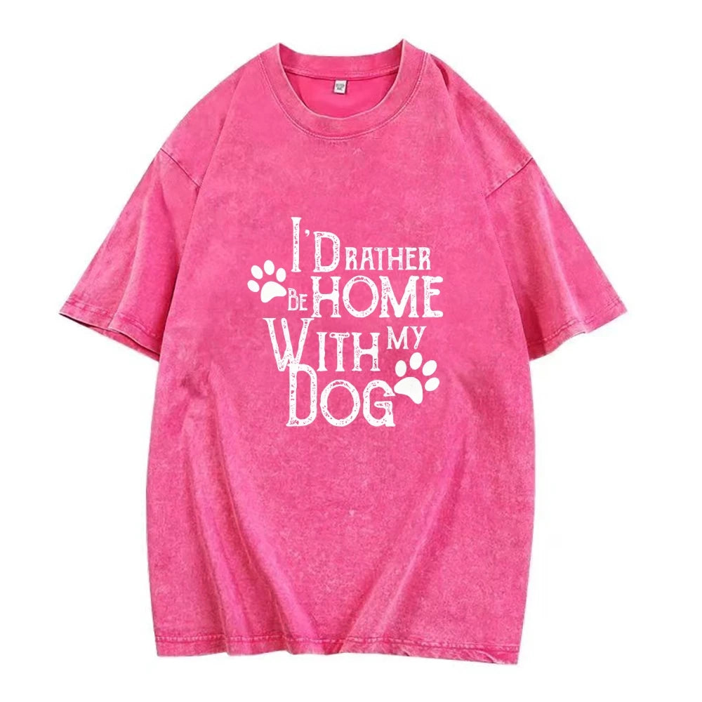 Women Cotton Graphic Tee Dog Paw Prints Y2K Vintage Short Sleeve