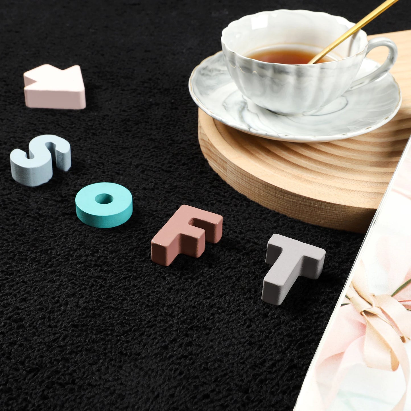 Black Rugs Living Room Carpet Nonslip Bedside Rugs Large Soft Floor Rug Children Game Mat Rectangular Home Decoration