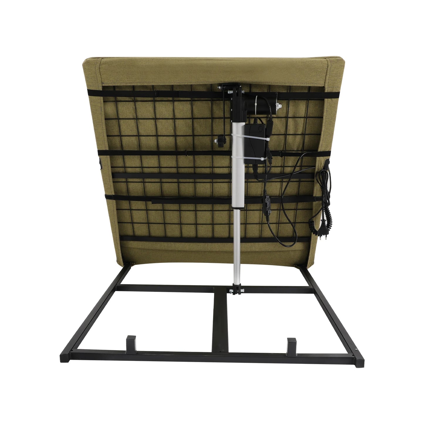 2-80 Degree Electric Lifting Backrest with Short Cushion and Headrest Grey Green Wired Remote Control Bed Backrest for Reading