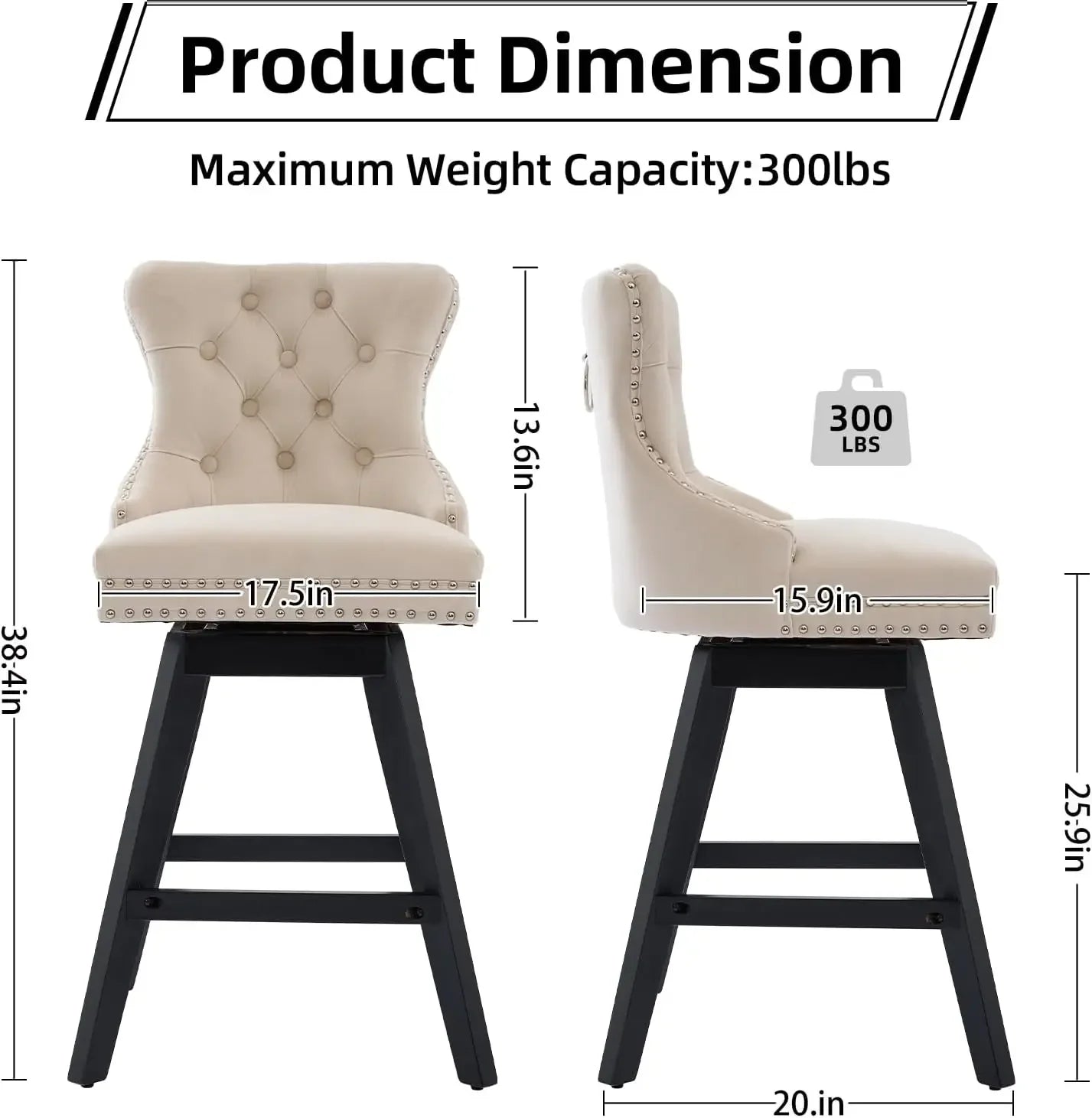 Modern Velvet Counter Height Bar Stools Set Of 2 With Back