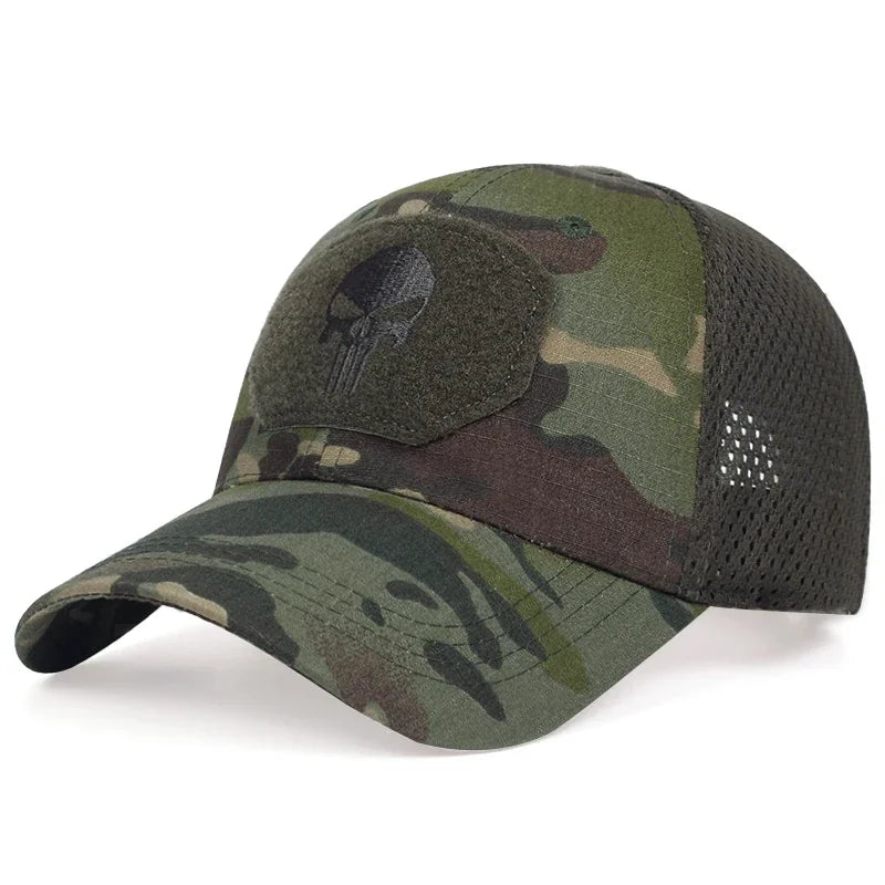 Unisex Skull Embroidery Breathable Baseball Cap Adjustable Sun Protection Hat**