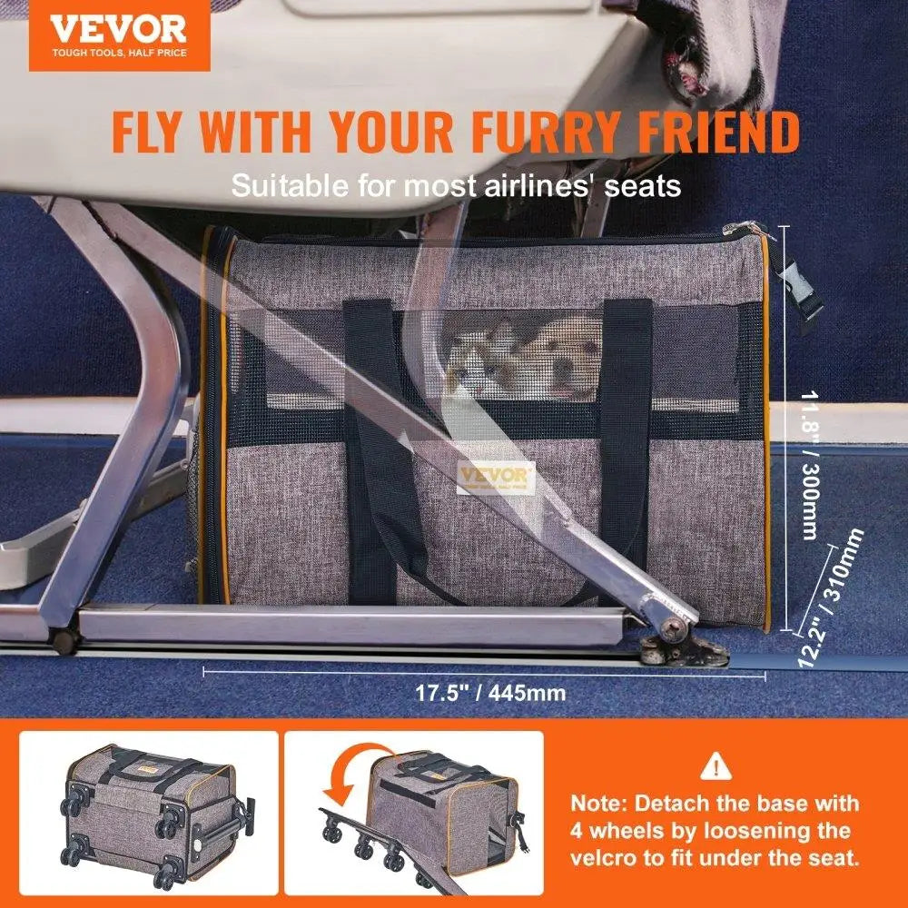 Rolling Cat Carrier With Wheels Airline Approved Travel Bag Telescoping Handle