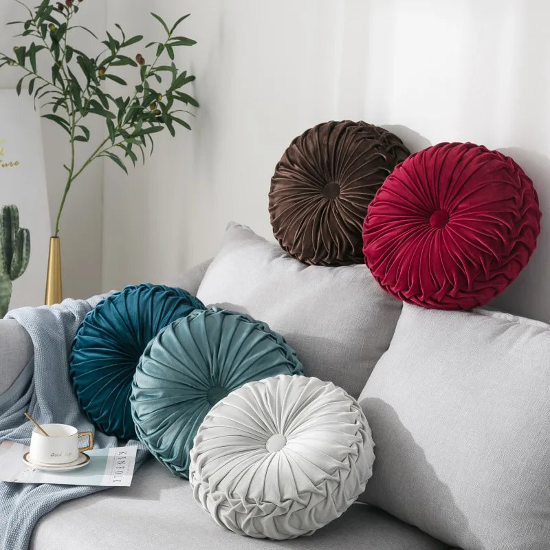Velvet Throw Pillow Soft Decorative Round Cushion for Home Sofa Couch Chair Bedroom Office