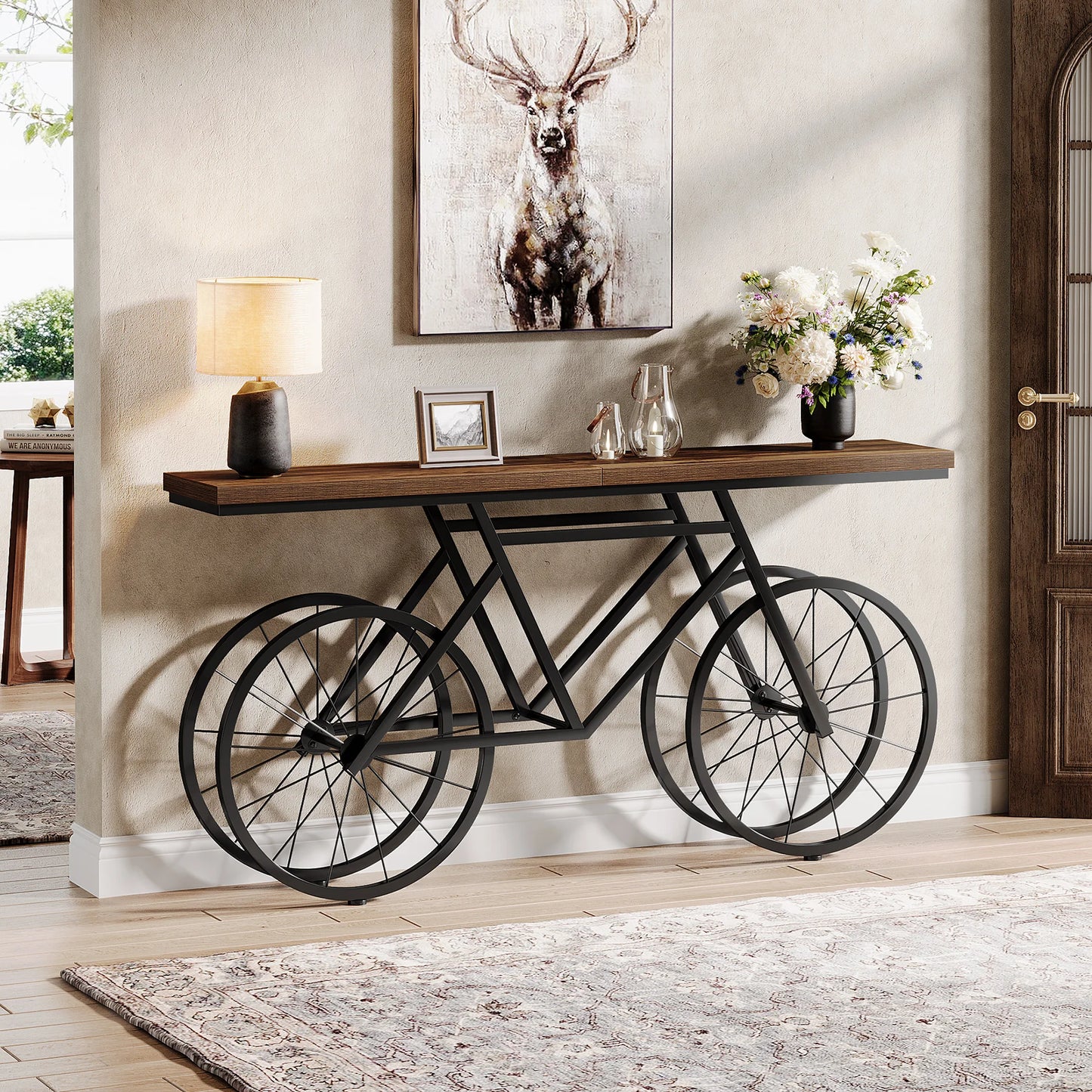 Tribesigns 70.9 Inch Extra Long Console Table Narrow Sofa With Bicycle Base
