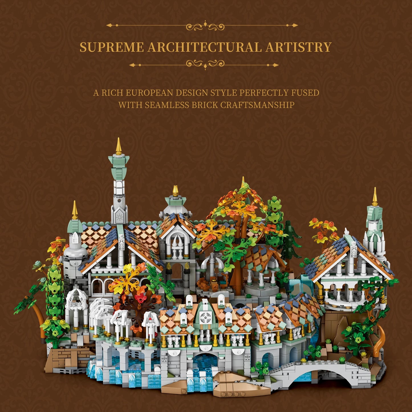 4406Pcs Rivendell Medieval Castle MOC Modular Building Blocks Lego Compatible