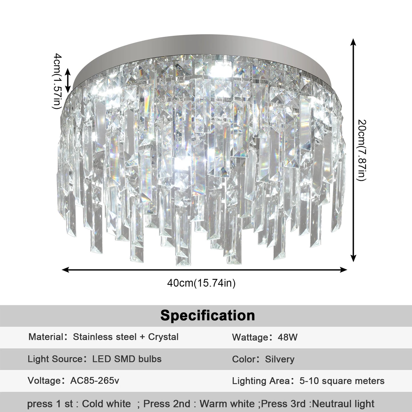 Modern Crystal Luxury Ceiling Lamp LED Chandelier Nordic Home Decor Flush Mount Light Fixture for Dining Living Room Bedroom Hotel