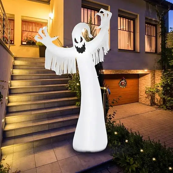 12 Ft Halloween Inflatable Ghost With Blower And LED Lights