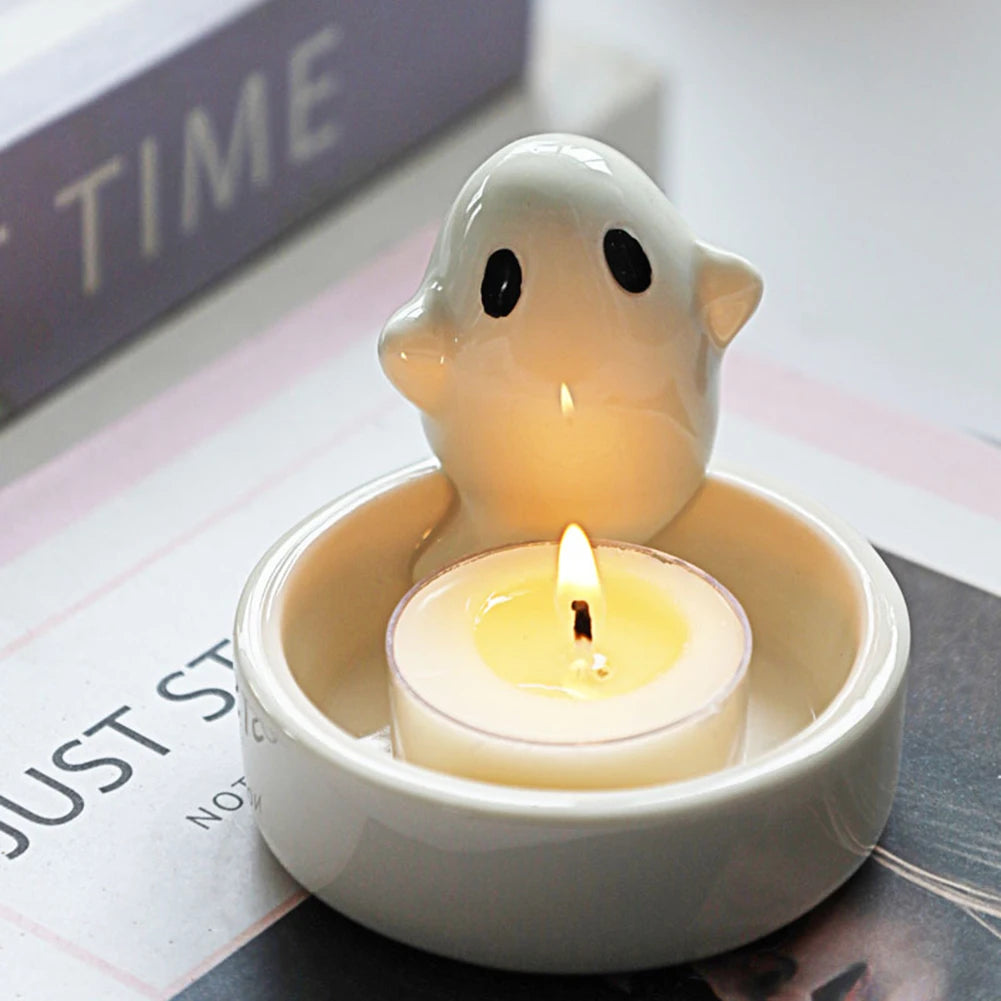 Tealight Candle Holder Ceramic Ghost Cute Halloween Decor