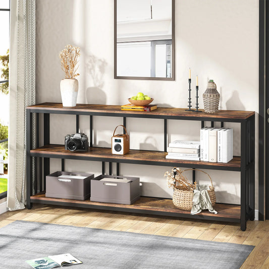 Tribesigns Long Console Sofa Table 70.89 Inch 3 Tier Rustic