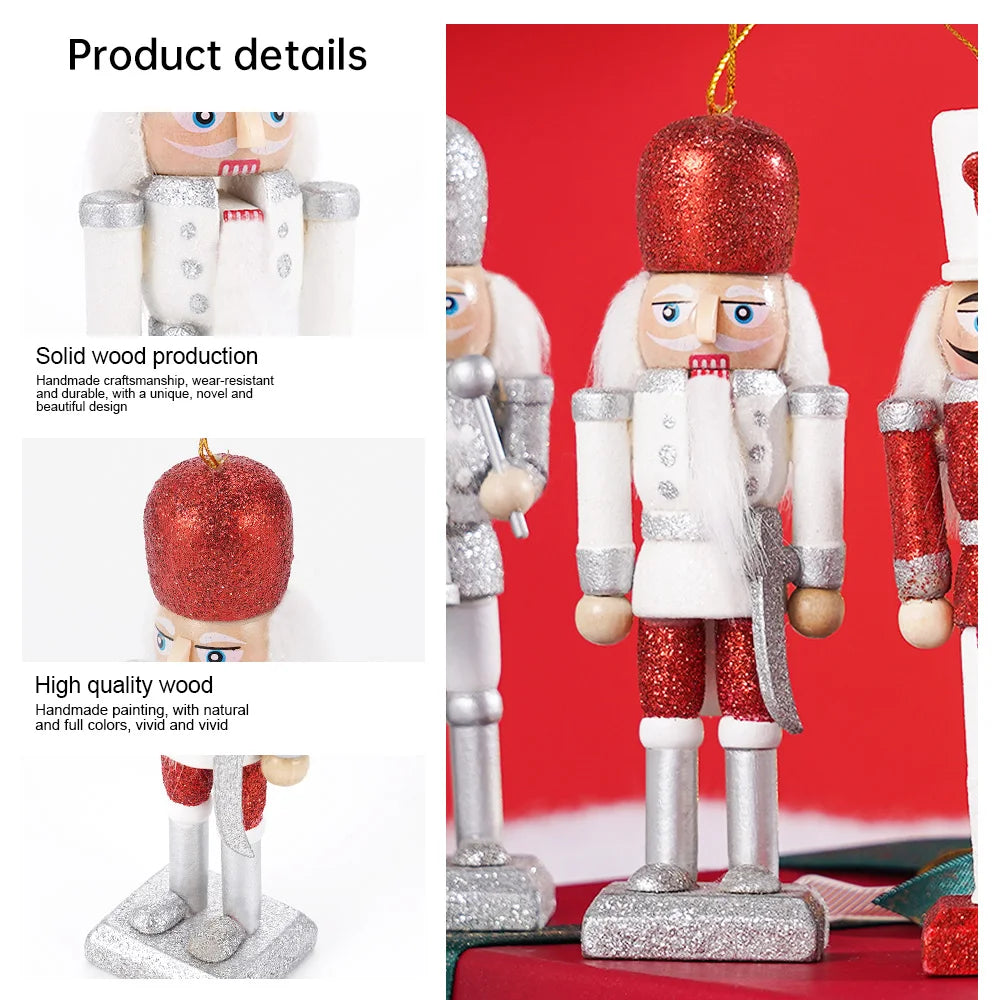 Five Piece Set Christmas Nutcracker Soldier Wooden Ornaments