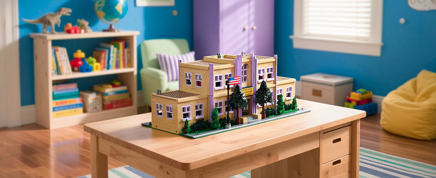 3500 Pieces Springfield Elementary School Building Blocks Set Street View Toy