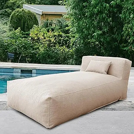 Outdoor Foam Filled Bean Bed Chair Sun Lounger for Patio and Pool