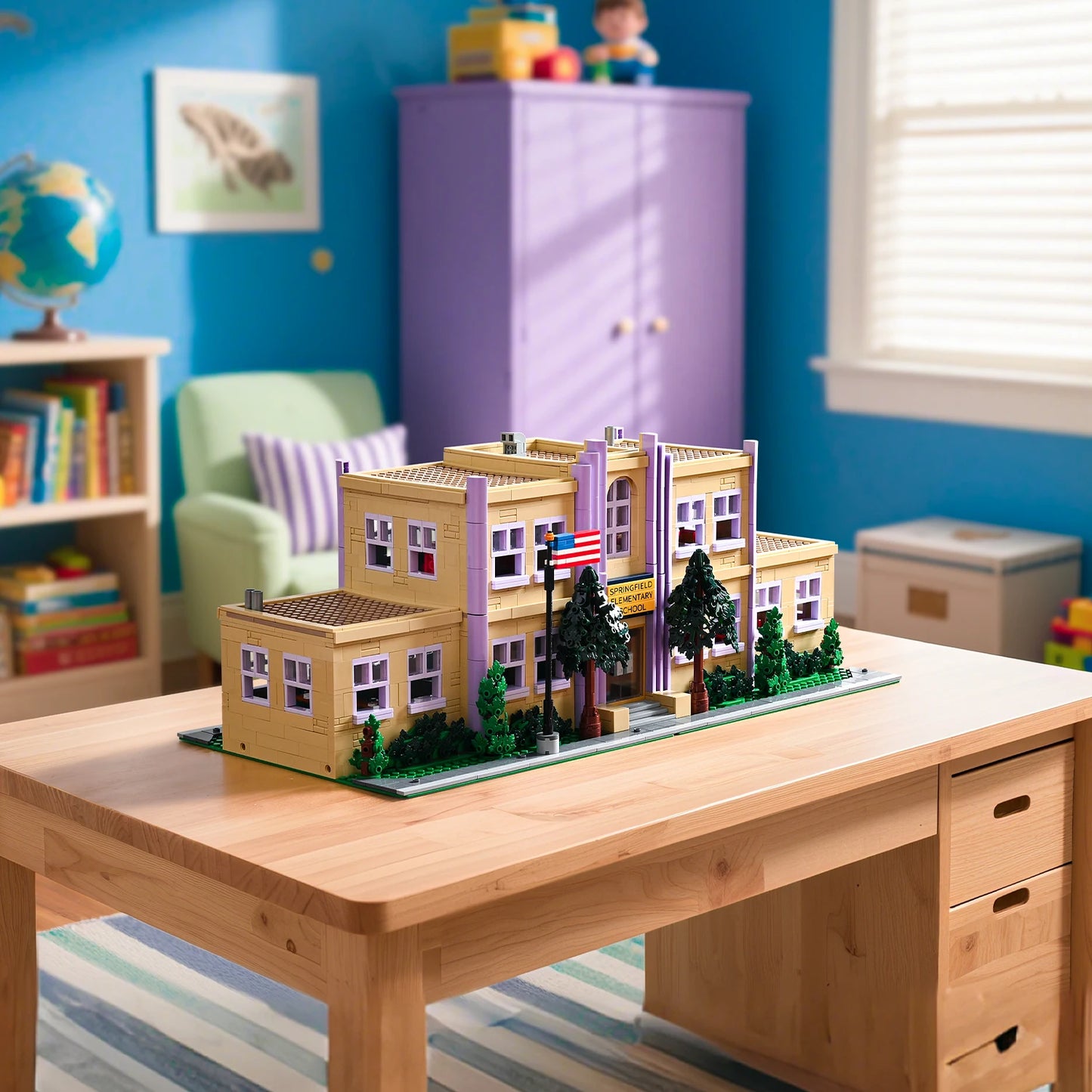 3500 Pieces Springfield Elementary School Building Blocks Set Street View Toy