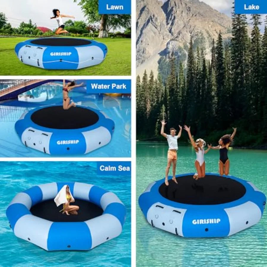 12Ft Inflatable Water Trampoline Lake and Pools Adults Portable Swim Equipment