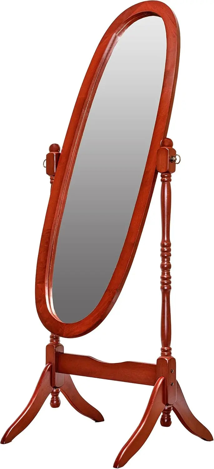 Legacy Decor Swivel Full Length Floor Wood Cheval Mirror White 59 Inch Height 20 Inch Width 19 Inch Depth