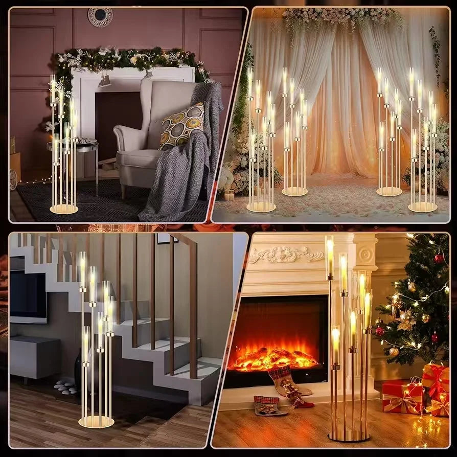 46 Inch Tall Floor Candlestick Holder With 24 LED Candles