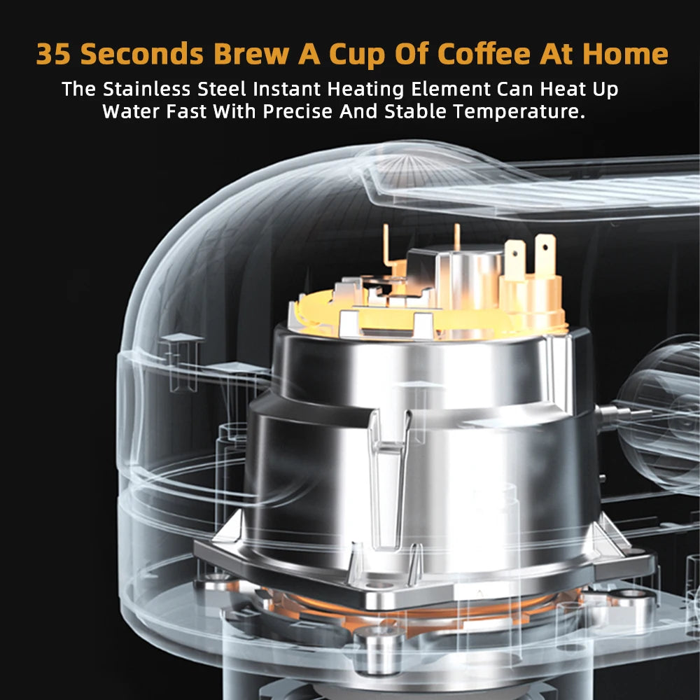 BioloMix 20 Bar Semi Automatic Powder Coffee Machine with Milk Steam Frother for Espresso Cappuccino Latte and Mocha